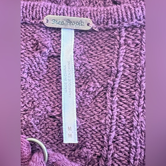 Free People open knit burgundy sweater Bonnie Vampire Diaries wore this style - Picture 8 of 12